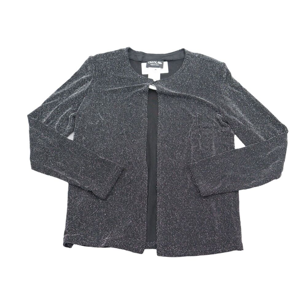 Onyx Nite Sweater Womens M Black Long Sleeve Round Neck Small Cardigan